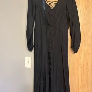 Free People NWT Later Days Midi Dress Size 4 Black OB965768.  NWT